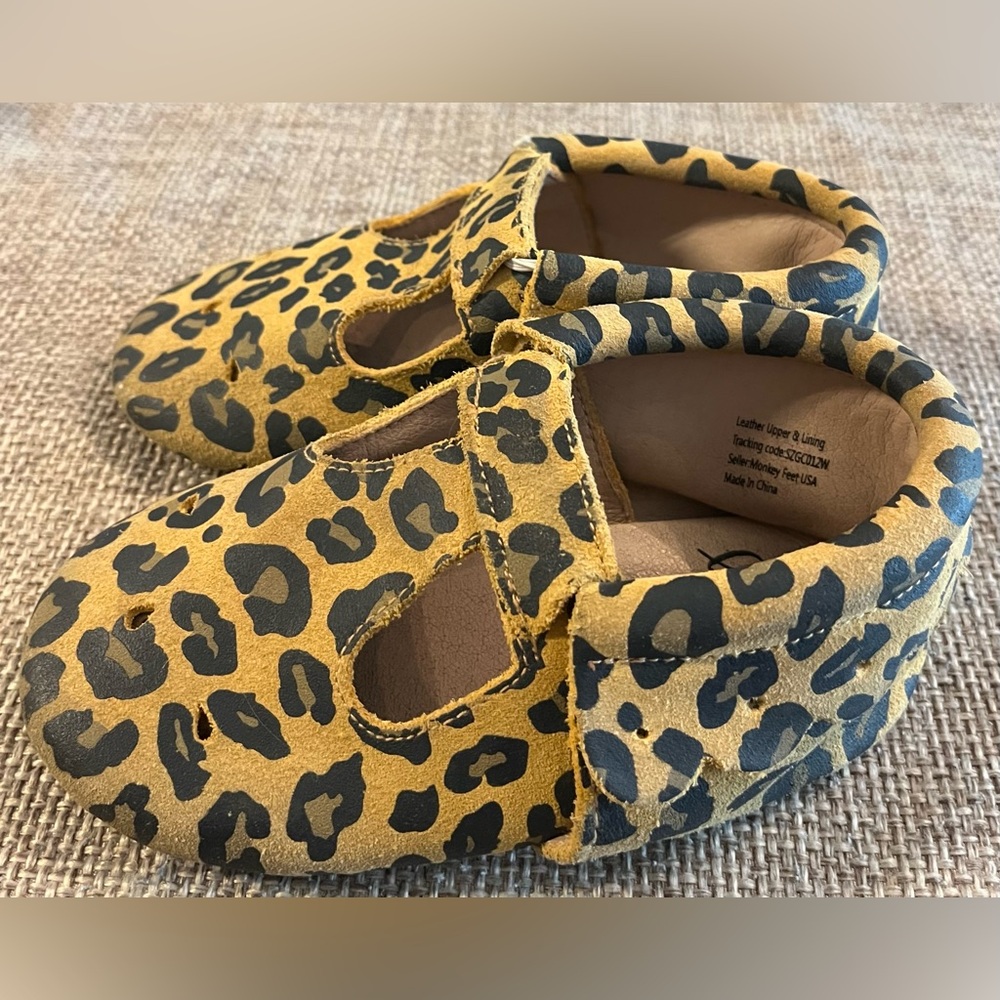 Monkey Feet Tan and Black Kids Moccasins